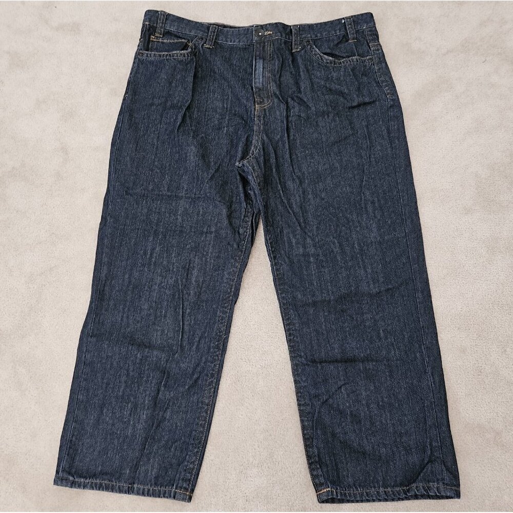 JF Relaxed Straight Blue Jeans Denim Dark Wash Mens 46x29 (42x27 Actual) READ